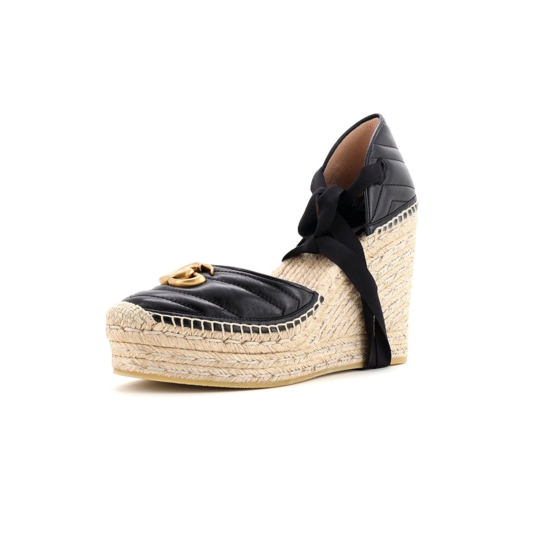 Leather Gucci Women's GG Marmont Wedge Espadrilles Matelasse (1 of 5)