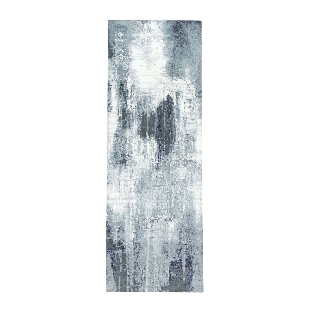 Rug 2'5"x8' Charcoal Black Abstract Design Wool-Silk Hand Knotted Runner: Rug 2'5"x8' Charcoal Black Abstract Design Wool-Silk Hand Knotted Runner This listing features Rug 2'5"x8' Charcoal Black Abstract Design Wool-Silk Hand Knotted Runner. Item specifics are provided