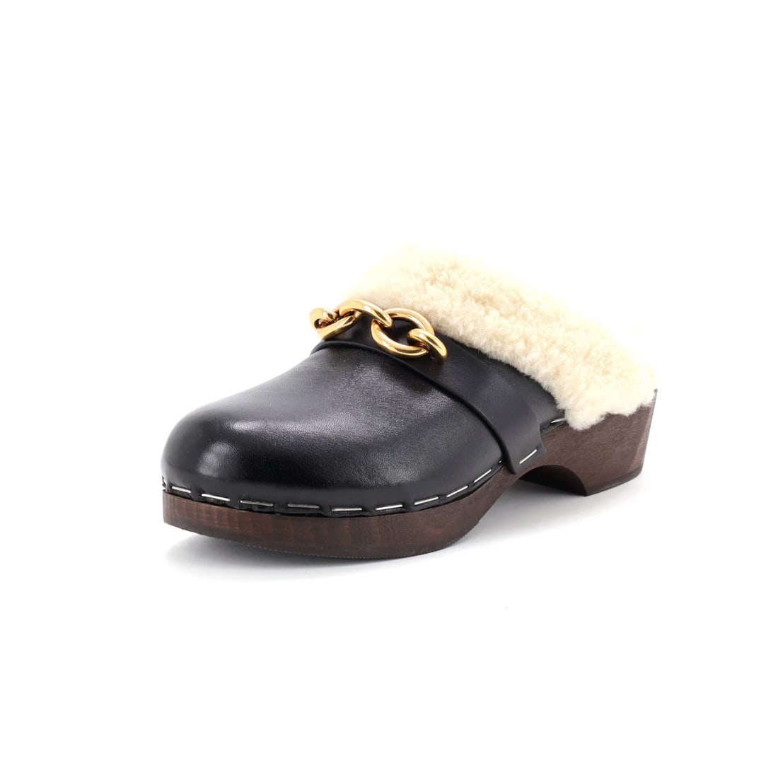 Shearling Saint Laurent Women's Toff 15 Clog Mules Leather with (1 of 5)