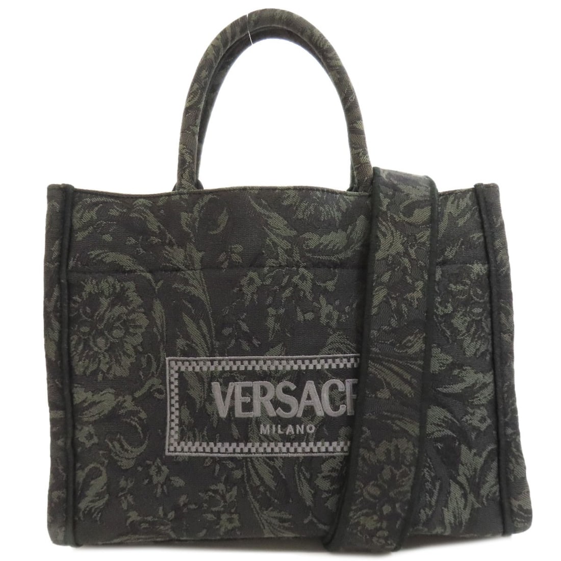 Canvas VERSACE 2WAY Handbag: Canvas VERSACE 2WAY Handbag This listing features Canvas VERSACE 2WAY Handbag. Item specifics are provided below. Item Specifics: Brand: VERSACE Style: Handbag Exterior Material: Canvas Exterior Color