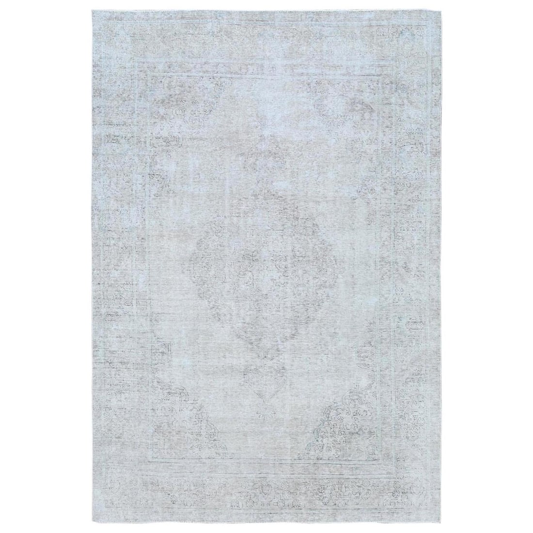 Rug 7'1"x10'8" Gray Old Farsian Hand Knotted Worn Down Wool Distressed (1 of 12)