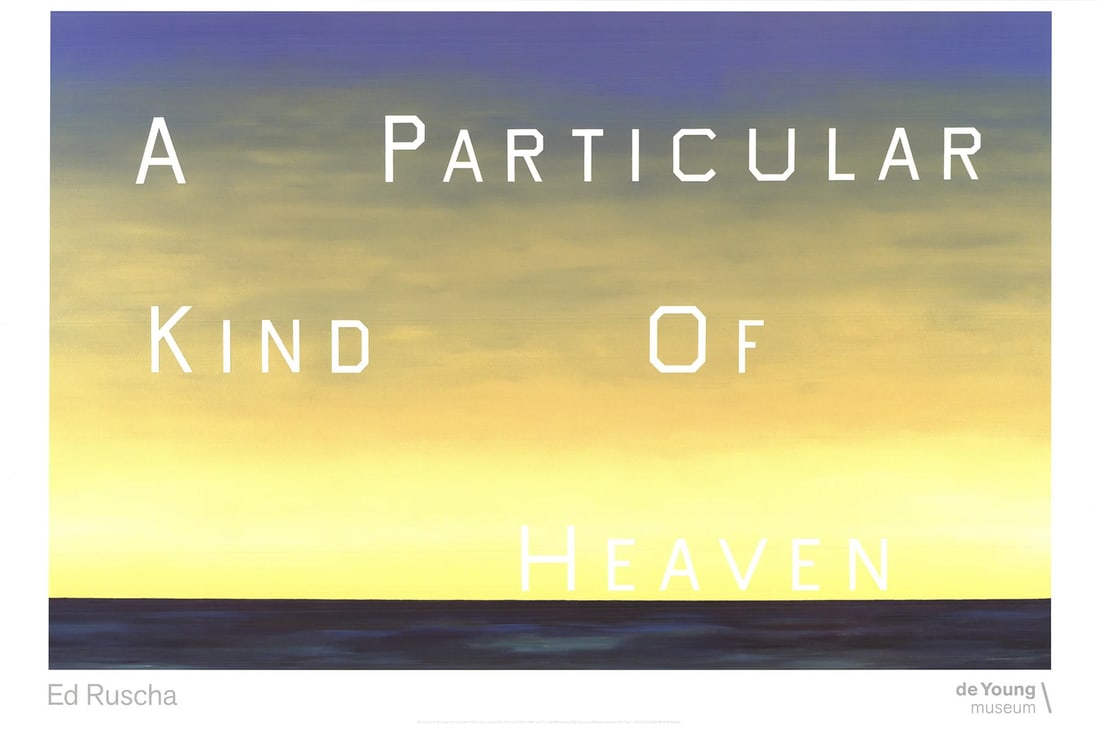 Ye EDWARD RUSCHA A Particular Kind of Heaven 24" x 36" Poster 2001 Pop Art Blue: Ye EDWARD RUSCHA A Particular Kind of Heaven 24" x 36" Poster 2001 Pop Art Blue This listing features Ye EDWARD RUSCHA A Particular Kind of Heaven 24" x 36" Poster 2001 Pop Art Blue. Item specifics ar
