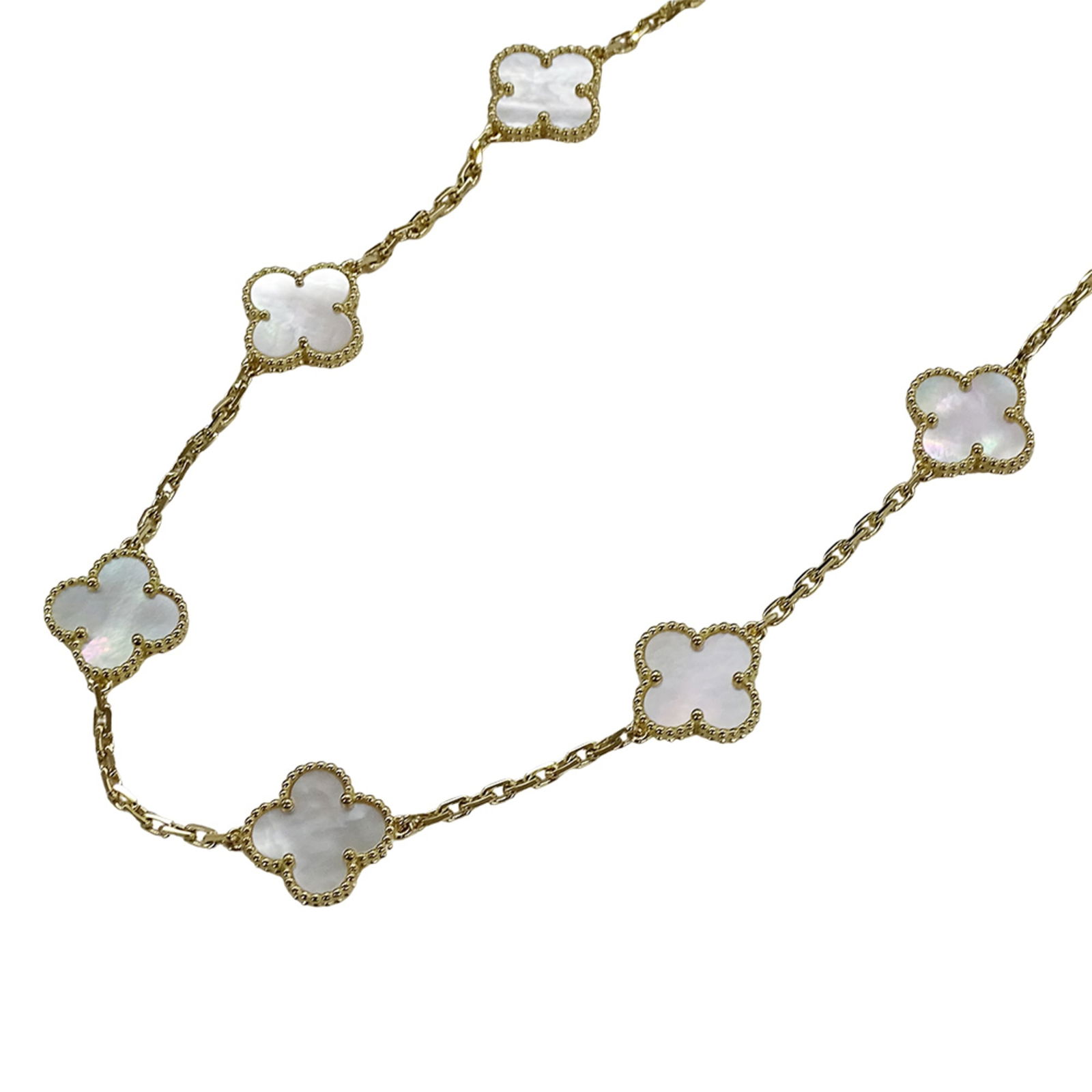 Polished - Van Cleef & Arpels Vintage Alhambra 10-Motif Necklace - Women's - 750YG Mother-of-Pearl: Polished - Van Cleef & Arpels Vintage Alhambra 10-Motif Necklace - Women's - 750YG Mother-of-Pearl Yellow Gold This listing features Polished - Van Cleef & Arpels Vintage Alhambra 10-Motif Necklace -