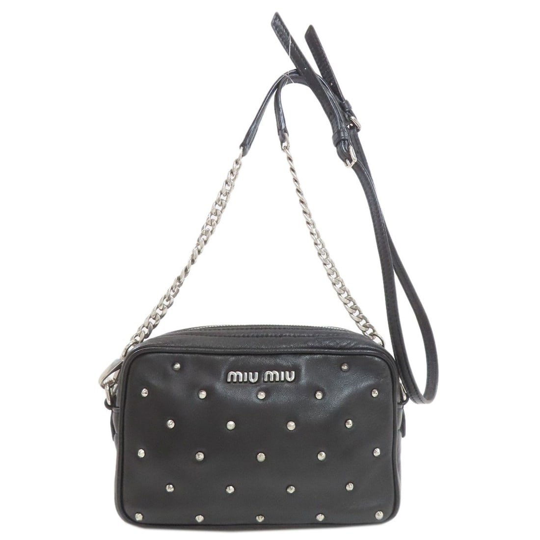 Calf MIUMIU Studs Shoulder Bag: Calf MIUMIU Studs Shoulder Bag This listing features Calf MIUMIU Studs Shoulder Bag. Item specifics are provided below. Item Specifics: Brand: MIUMIU Style: Shoulder Bag Exterior Material: Calf