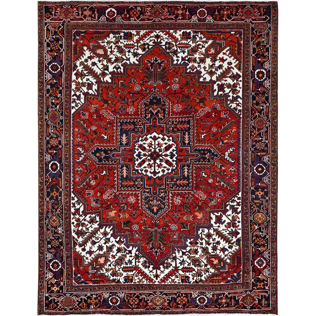 Rug 8'5"x10'9" Red Pure Wool Hand Knotted Semi Antique Zoroastrian Heris (1 of 12)
