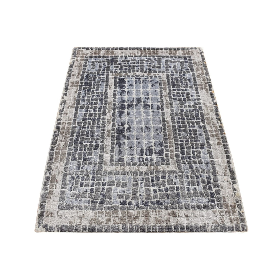 Rug 2'3"x3'2" Gray Silken Roman Mosaic Design Hand Knotted Sample: Rug 2'3"x3'2" Gray Silken Roman Mosaic Design Hand Knotted Sample This listing features Rug 2'3"x3'2" Gray Silken Roman Mosaic Design Hand Knotted Sample. Item specifics are provided below. Item