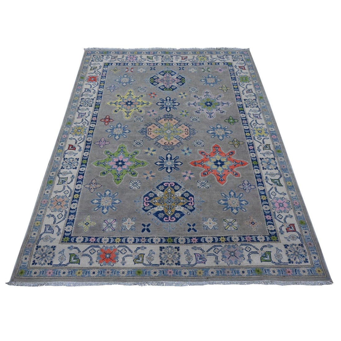 Rug 4'10"x6'1" Battleship Gray Caucasian Design Fusion Kazak Oriental: Rug 4'10"x6'1" Battleship Gray Caucasian Design Fusion Kazak Oriental This listing features Rug 4'10"x6'1" Battleship Gray Caucasian Design Fusion Kazak Oriental. Item specifics are provided below. 