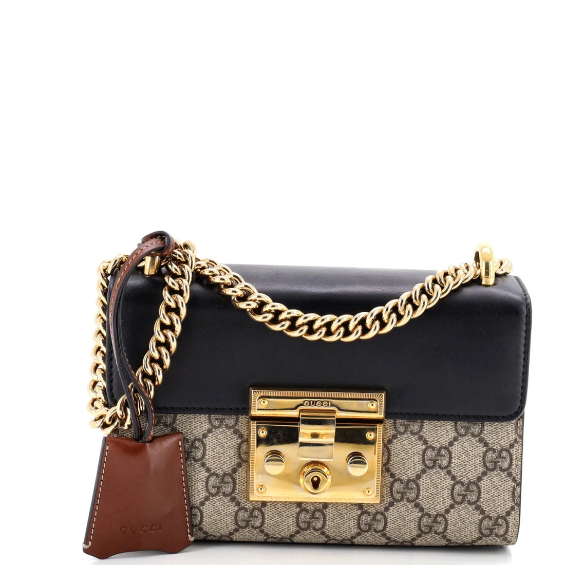 Small Gucci Padlock Shoulder Bag GG Coated Canvas and Leather: Small Gucci Padlock Shoulder Bag GG Coated Canvas and Leather This listing features Small Gucci Padlock Shoulder Bag GG Coated Canvas and Leather. Item specifics are provided below. Item Specifics: Br