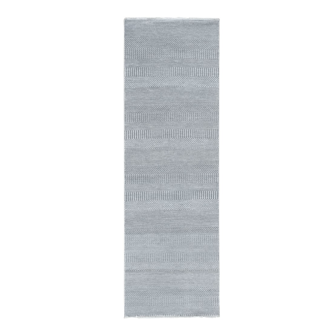 Rug 2'7"x8' Gray Modern Grass Design Wool and Silk Hand Knotted Runner: Rug 2'7"x8' Gray Modern Grass Design Wool and Silk Hand Knotted Runner This listing features Rug 2'7"x8' Gray Modern Grass Design Wool and Silk Hand Knotted Runner. Item specifics are provided below.