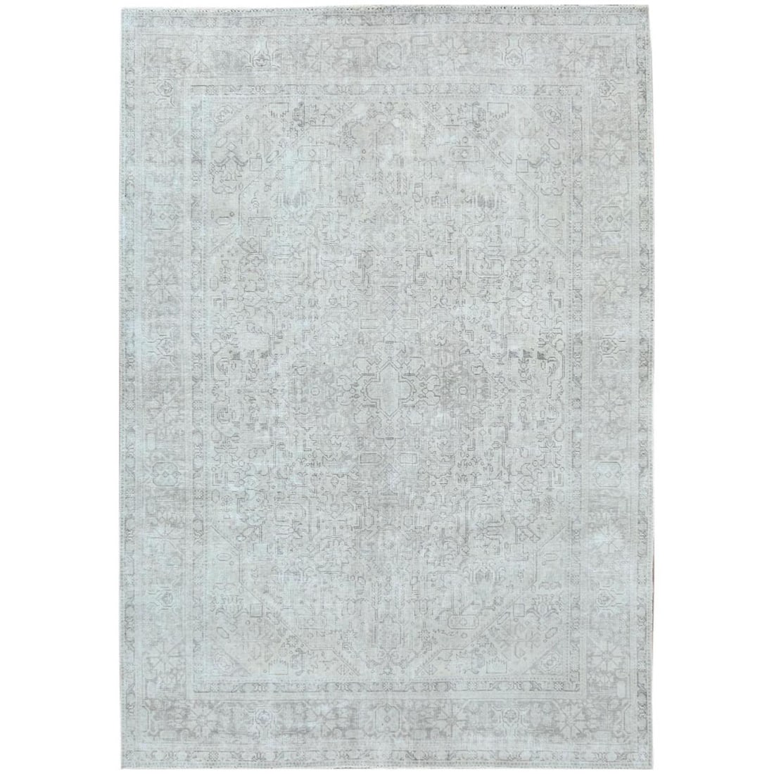 Rug 6'5"x9'4" Gray Old Farsian Hand Knotted Worn Down Wool Distressed (1 of 12)