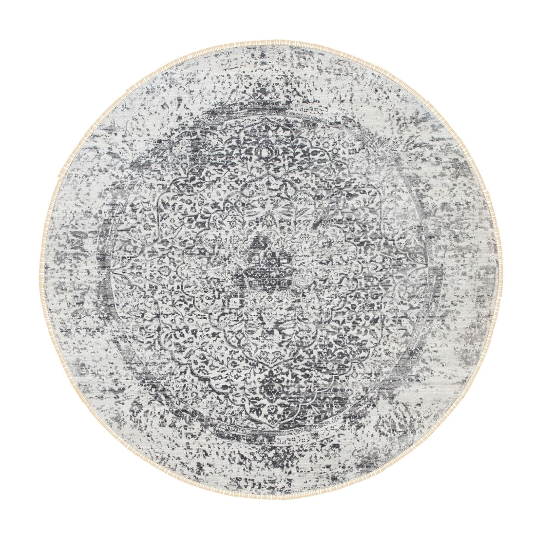 Rug 7'x7' Wool And Silk Hand Knotted Broken Design Round Fine Oriental (1 of 11)