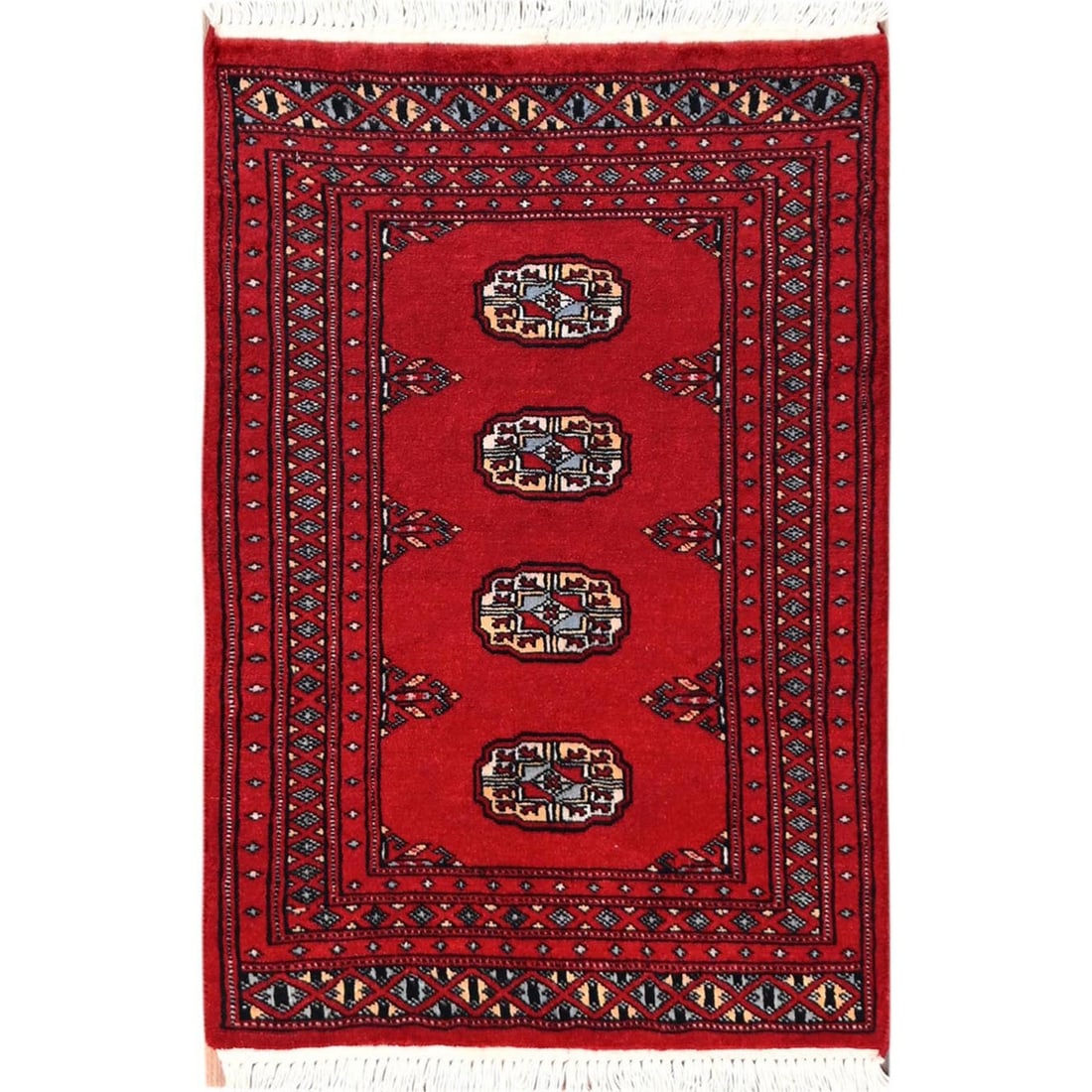 Knotted 2'x3' Red Soft Wool Rug Princess Bokara Tribal Medallions Hand: Knotted 2'x3' Red Soft Wool Rug Princess Bokara Tribal Medallions Hand This listing features Knotted 2'x3' Red Soft Wool Rug Princess Bokara Tribal Medallions Hand. Item specifics are provided below.