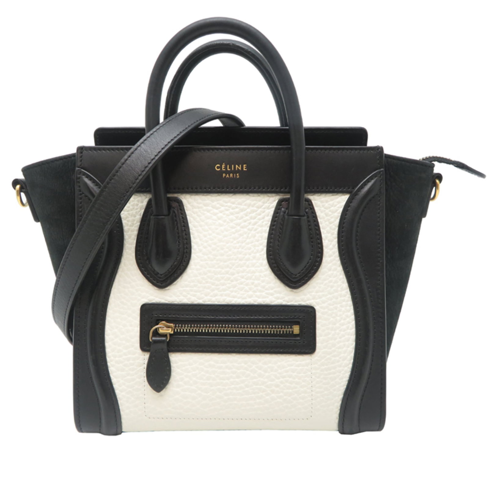 Leather Celine Handbag: Leather Celine Handbag This listing features Leather Celine Handbag. Item specifics are provided below. Item Specifics: Brand: Celine Type: Handbag Material: Leather Color: Black, White Closure: