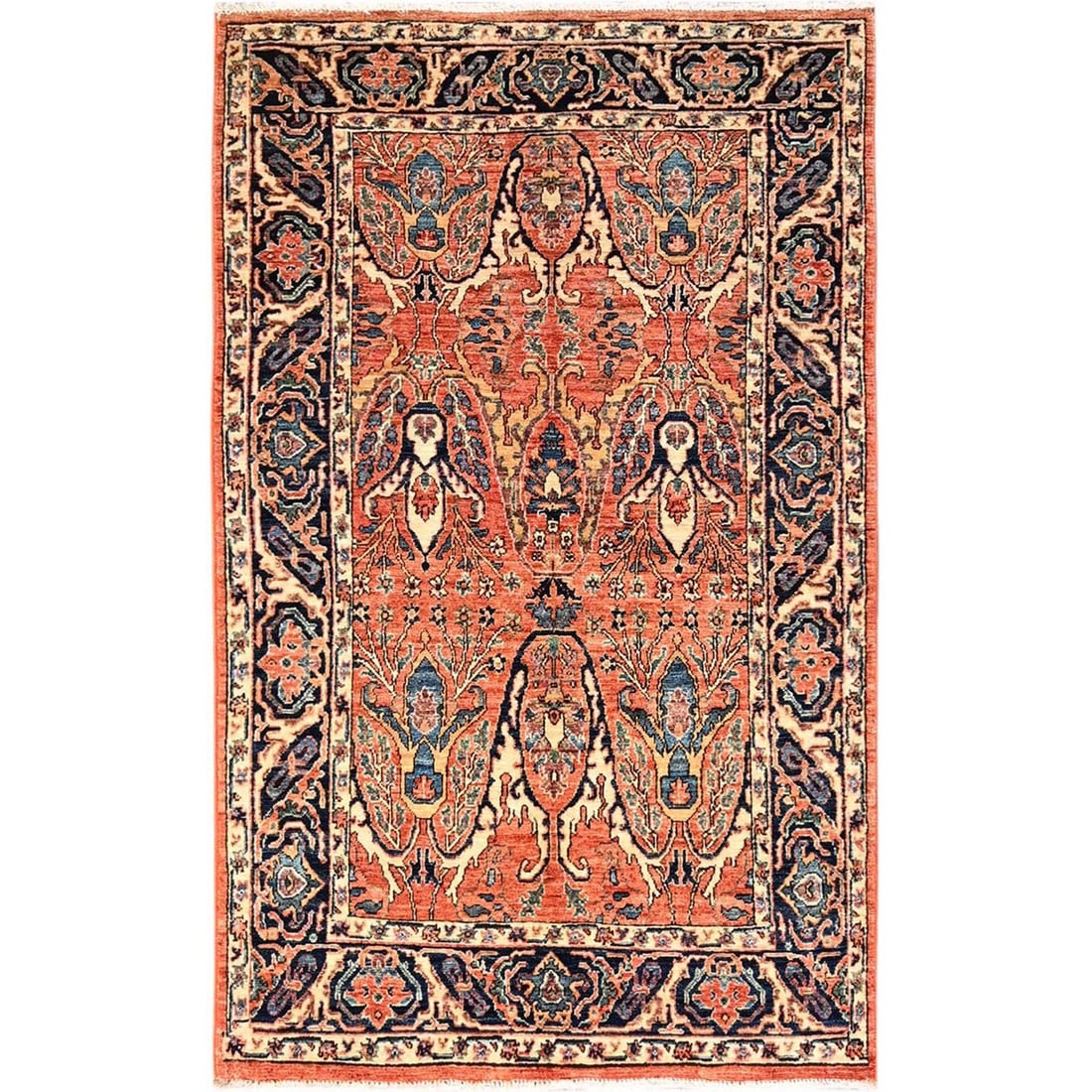 Rug 4'x6'7" Rust Orange Bijar Garus Design High Mountain Wool Hand Knotted (1 of 7)