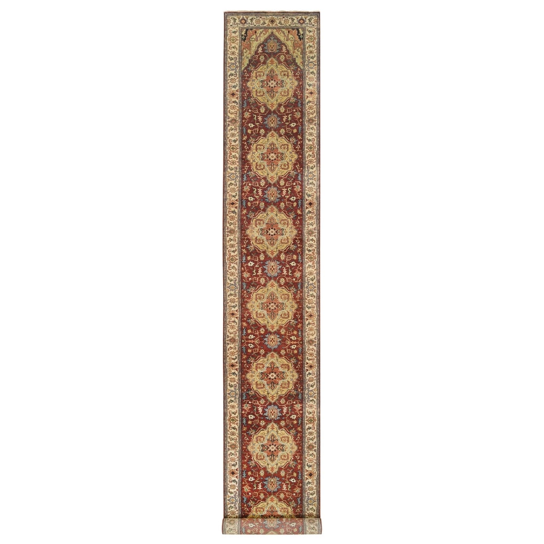 Rug 2'6"x18'2" Red Wool Hand Knotted Antiqued Fine Heris XL Runner: Rug 2'6"x18'2" Red Wool Hand Knotted Antiqued Fine Heris XL Runner This listing features Rug 2'6"x18'2" Red Wool Hand Knotted Antiqued Fine Heris XL Runner. Item specifics are provided below. Item