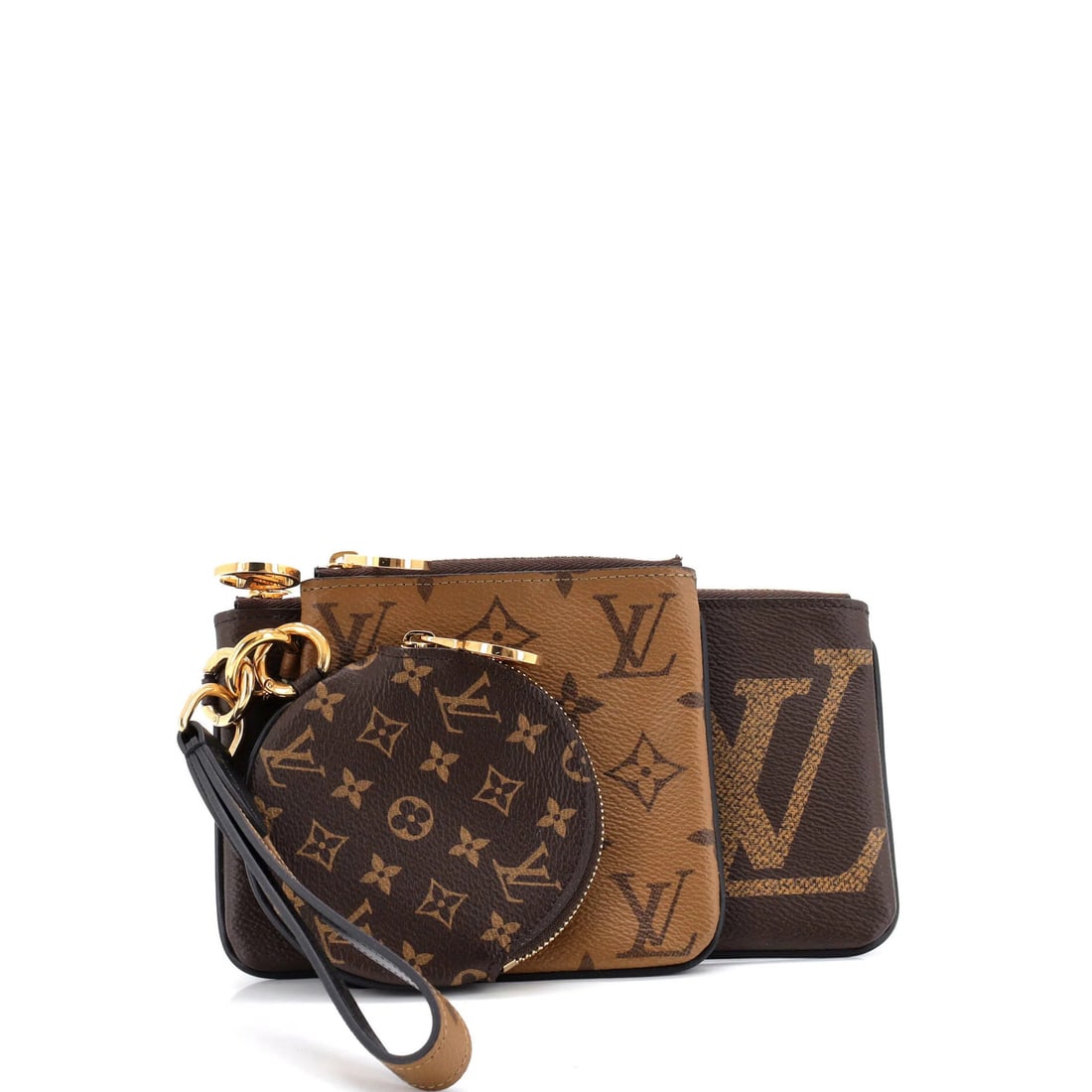 Giant Louis Vuitton Trio Pouch Set Reverse Monogram: Giant Louis Vuitton Trio Pouch Set Reverse Monogram This listing features Giant Louis Vuitton Trio Pouch Set Reverse Monogram. Item specifics are provided below. Item Specifics: Brand: Louis Vuitton E