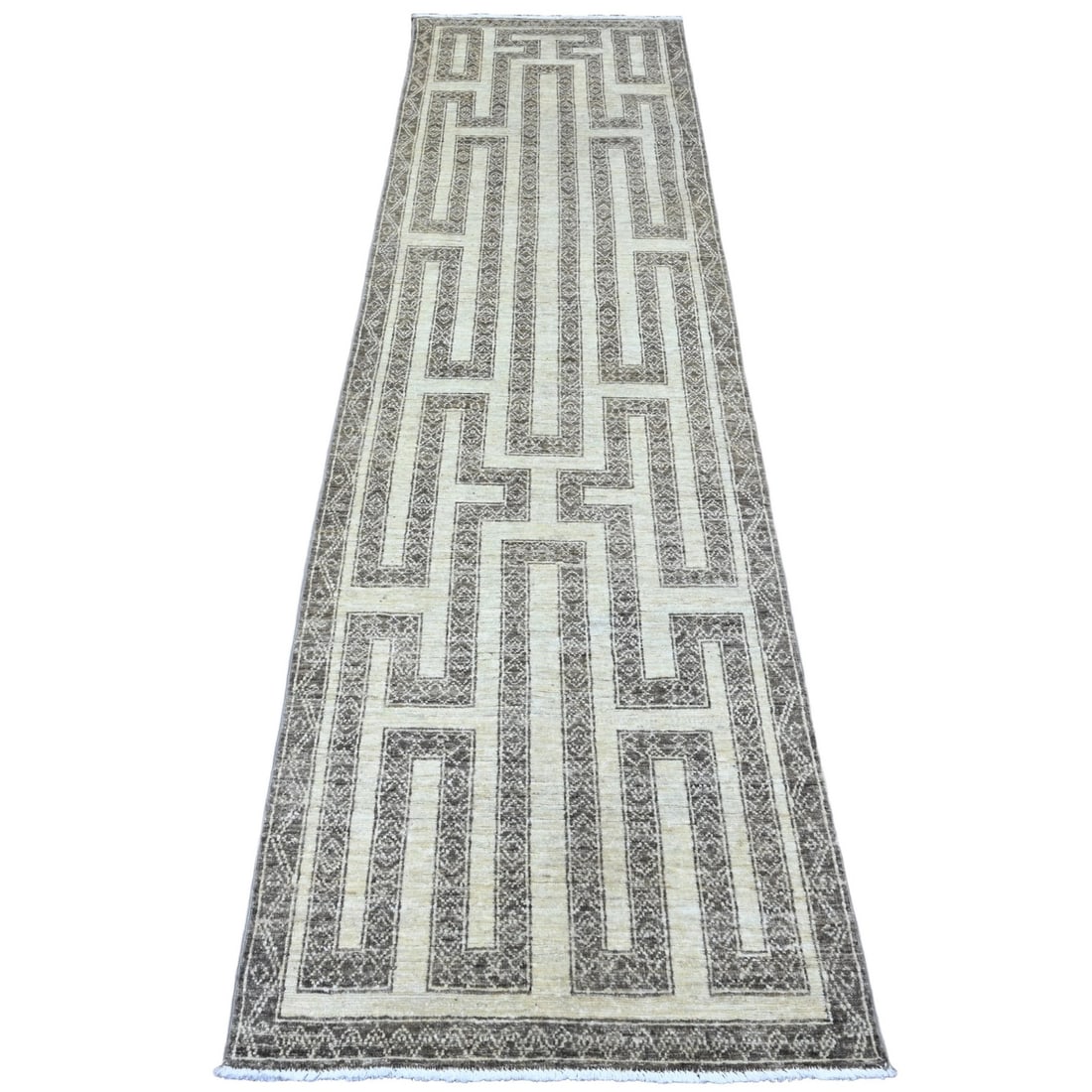 Rug 2'7"x9'5" Moroccan Berber Influence Pattern Wool Hand Knotted Runner (1 of 6)