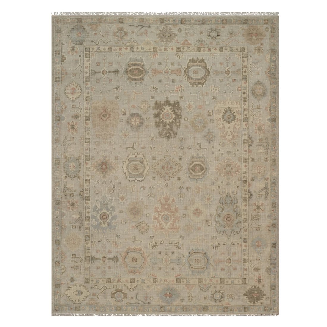 Rug 9'3"x12'1" Brown Pure Wool Hand Knotted Heris Revival All Over Design (1 of 11)