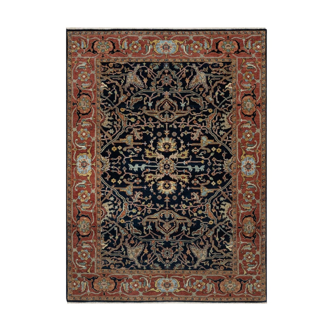 Antiqued Fine Heris Pure Wool Hand Knotted Rug - 5'1"x7'2" Midnight Blue: Antiqued Fine Heris Pure Wool Hand Knotted Rug - 5'1"x7'2" Midnight Blue This listing features Antiqued Fine Heris Pure Wool Hand Knotted Rug - 5'1"x7'2" Midnight Blue. Item specifics are provided bel