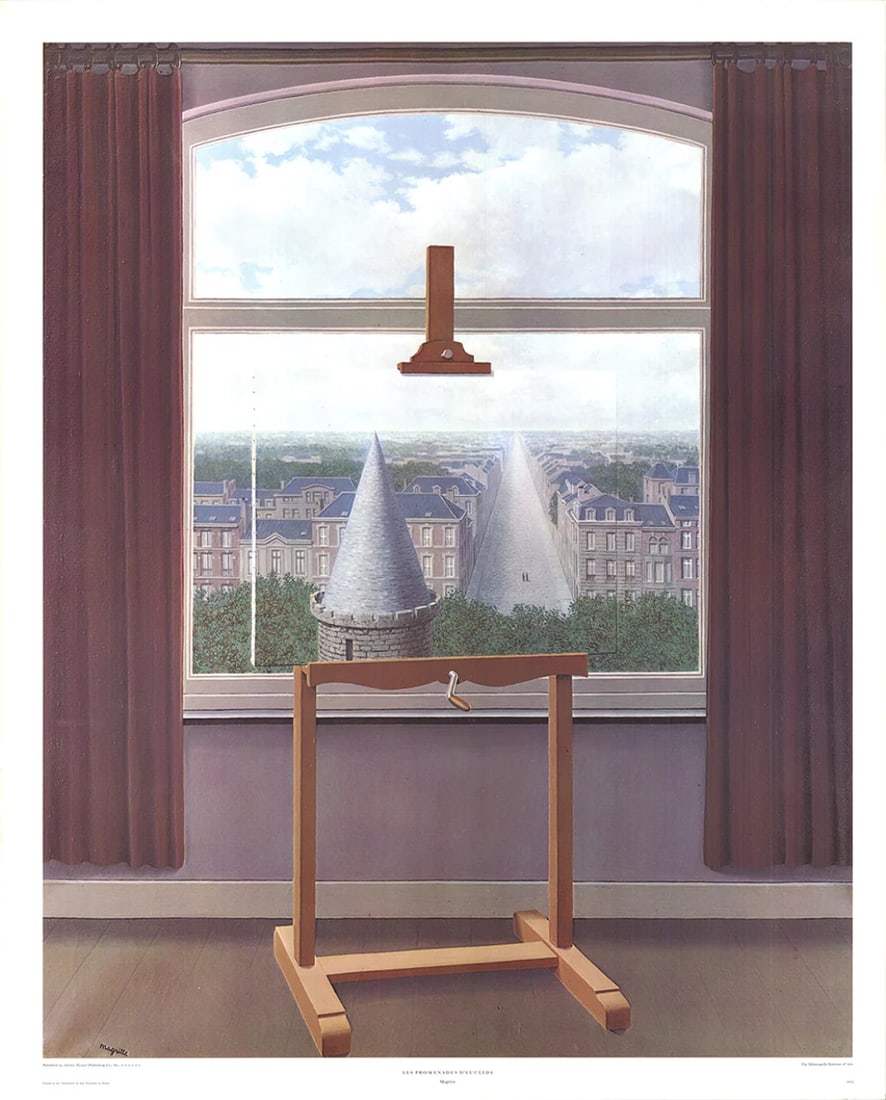 Surrealism RENE MAGRITTE Les Promenades D'Euclide 39" x 31.25" Poster 1973: Surrealism RENE MAGRITTE Les Promenades D'Euclide 39" x 31.25" Poster 1973 This listing features Surrealism RENE MAGRITTE Les Promenades D'Euclide 39" x 31.25" Poster 1973. Item specifics are