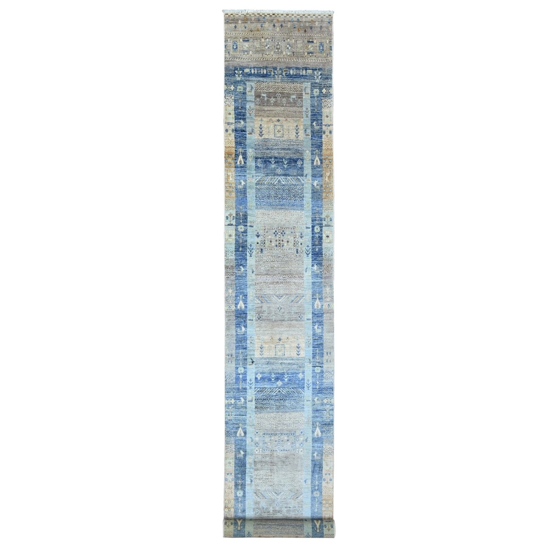 Rug 2'8"x19'1" Blue Kashkuli Animal Figurines Wool Hand Knotted Runner: Rug 2'8"x19'1" Blue Kashkuli Animal Figurines Wool Hand Knotted Runner This listing features Rug 2'8"x19'1" Blue Kashkuli Animal Figurines Wool Hand Knotted Runner. Item specifics are provided below.