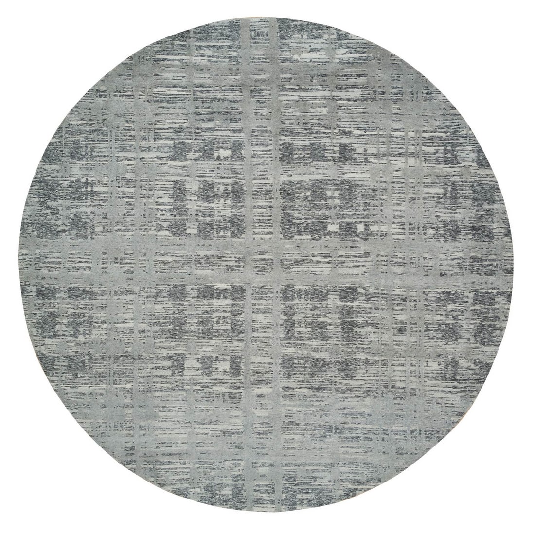 Rug 10'1"x10'1" Dark Grey Undyed Natural Wool Hand Knotted Round Oriental (1 of 11)