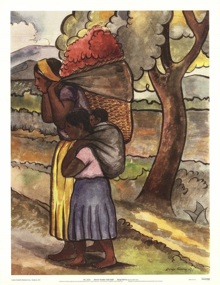 Multicolor DIEGO RIVERA Flower Vendor With Child 26" x 20" Poster 2000 Modernism (1 of 1)