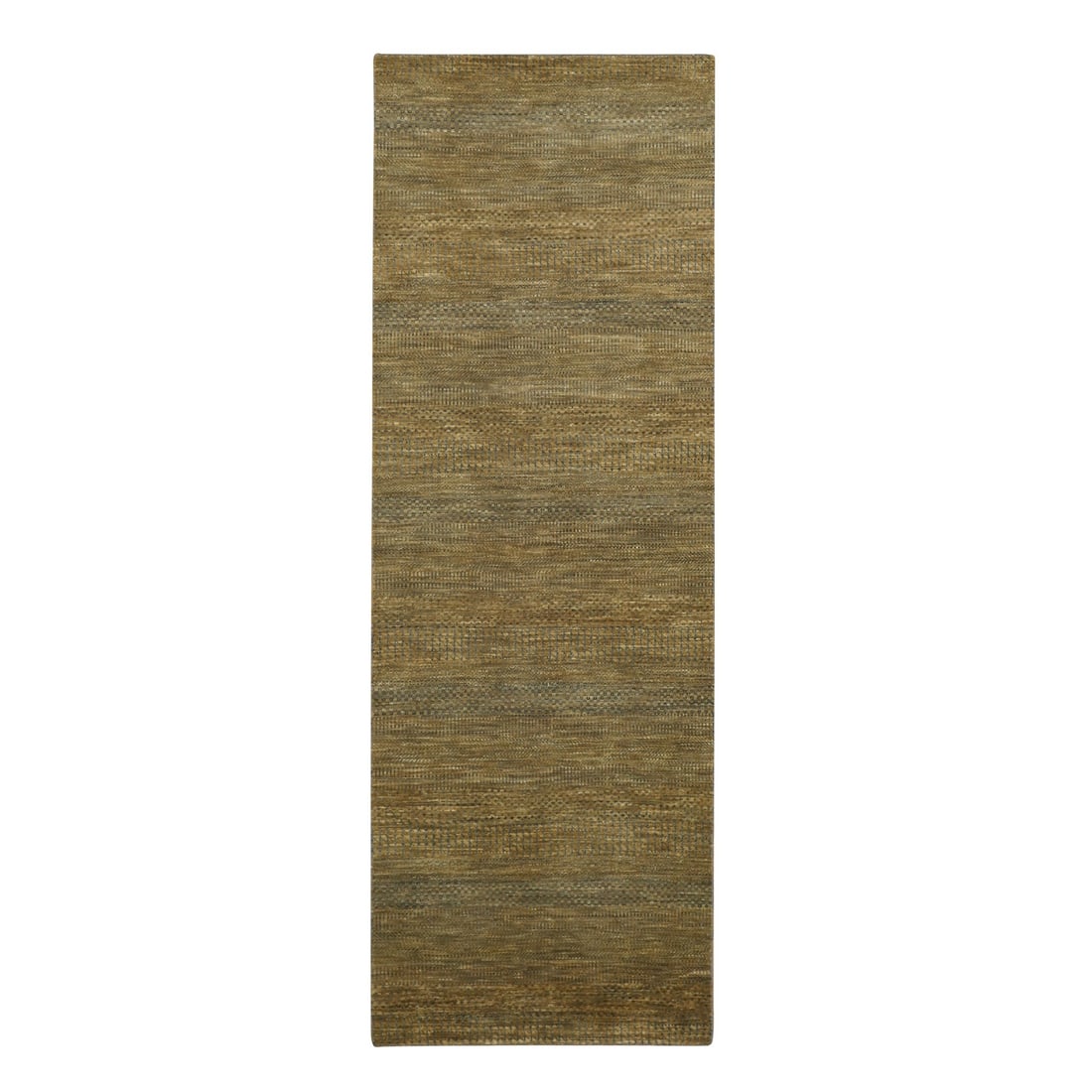 Rug 2'8"x8' Brown Modern Grass Design Wool and Silk Hand Knotted Runner (1 of 7)