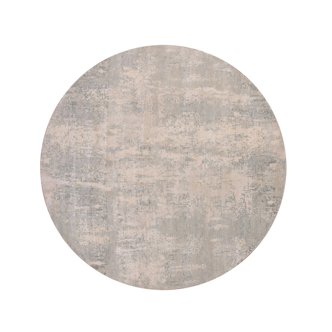 Rug 7'x7' Gray Hand Knotted Modern Abstract Pattern Wool and Silk Round (1 of 10)