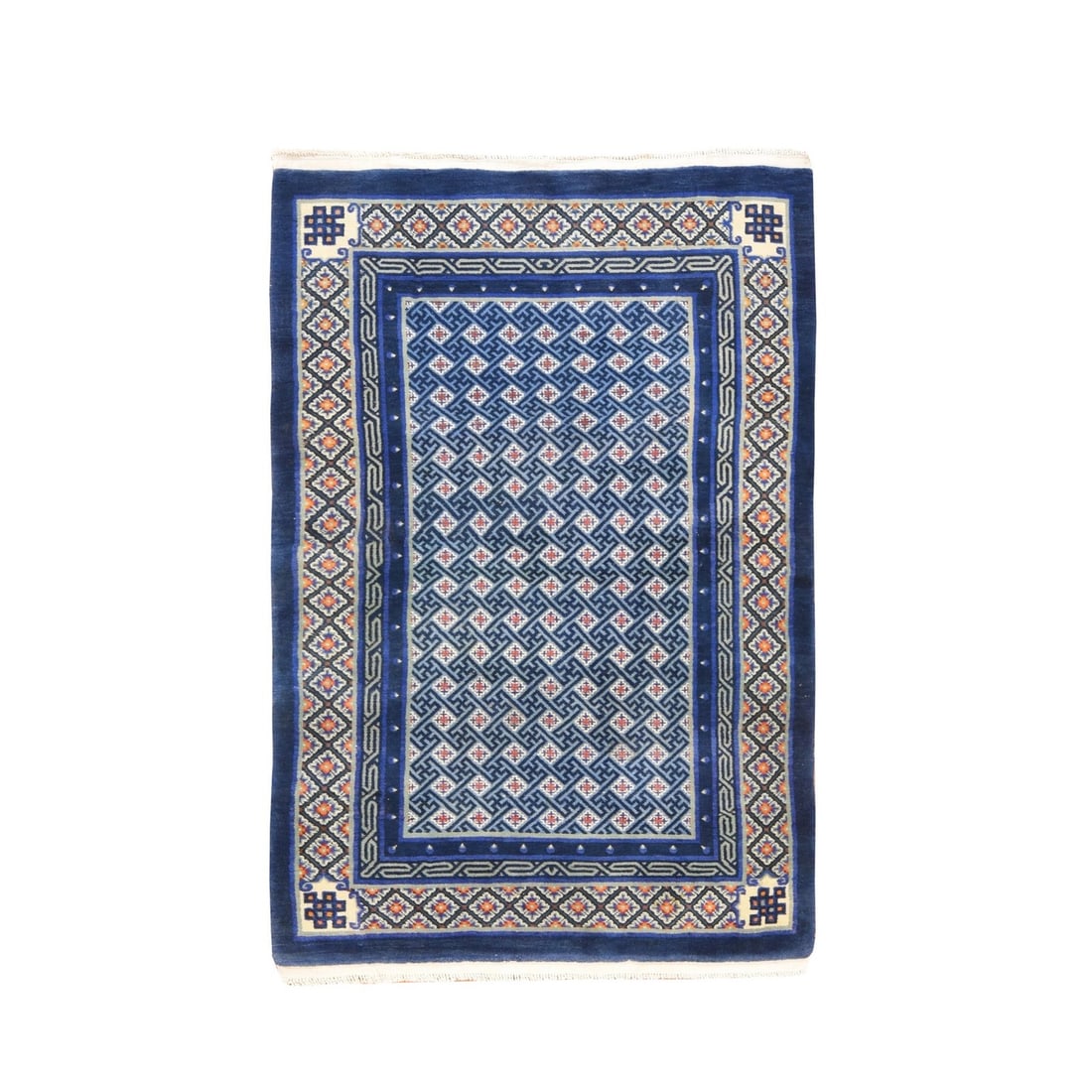 Wool 3'10"x6'2" Stone Blue Vintage Chinese Hand Knotted Oriental Rug: Wool 3'10"x6'2" Stone Blue Vintage Chinese Hand Knotted Oriental Rug This listing features Wool 3'10"x6'2" Stone Blue Vintage Chinese Hand Knotted Oriental Rug. Item specifics are provided below. Item