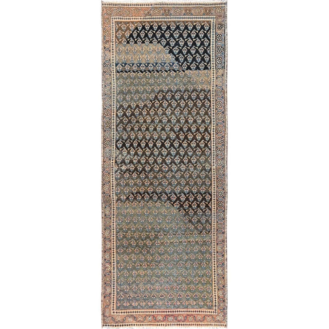 Rug 3'x8'6" Green Vintage Northwest Zoroastrian Wool Hand Knotted Runner: Rug 3'x8'6" Green Vintage Northwest Zoroastrian Wool Hand Knotted Runner This listing features Rug 3'x8'6" Green Vintage Northwest Zoroastrian Wool Hand Knotted Runner. Item specifics are provided