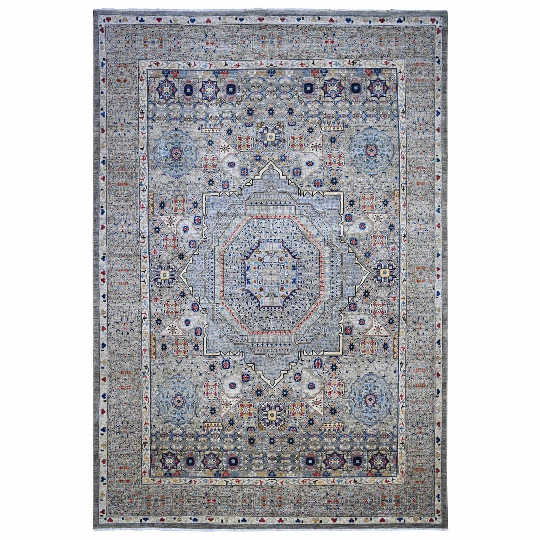 Rug 10'x14'3" Gray 14th Century Mamluk Dynasty Hand Knotted Wool Oriental (1 of 12)