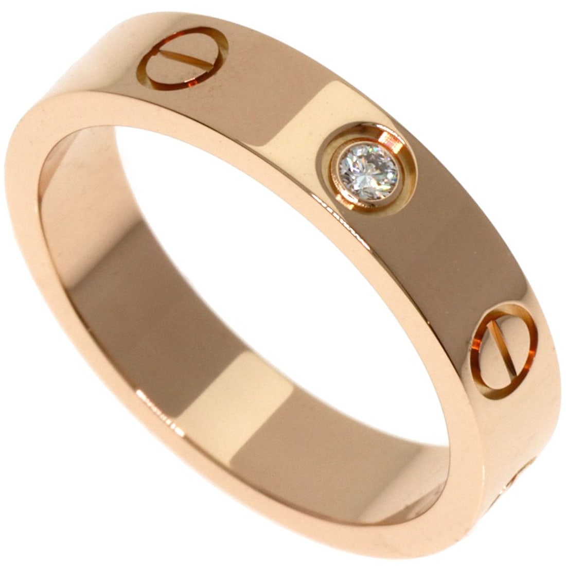 Gold CARTIER Mini love ring 1P Diamond #49 Ring K18 Pink (1 of 6)