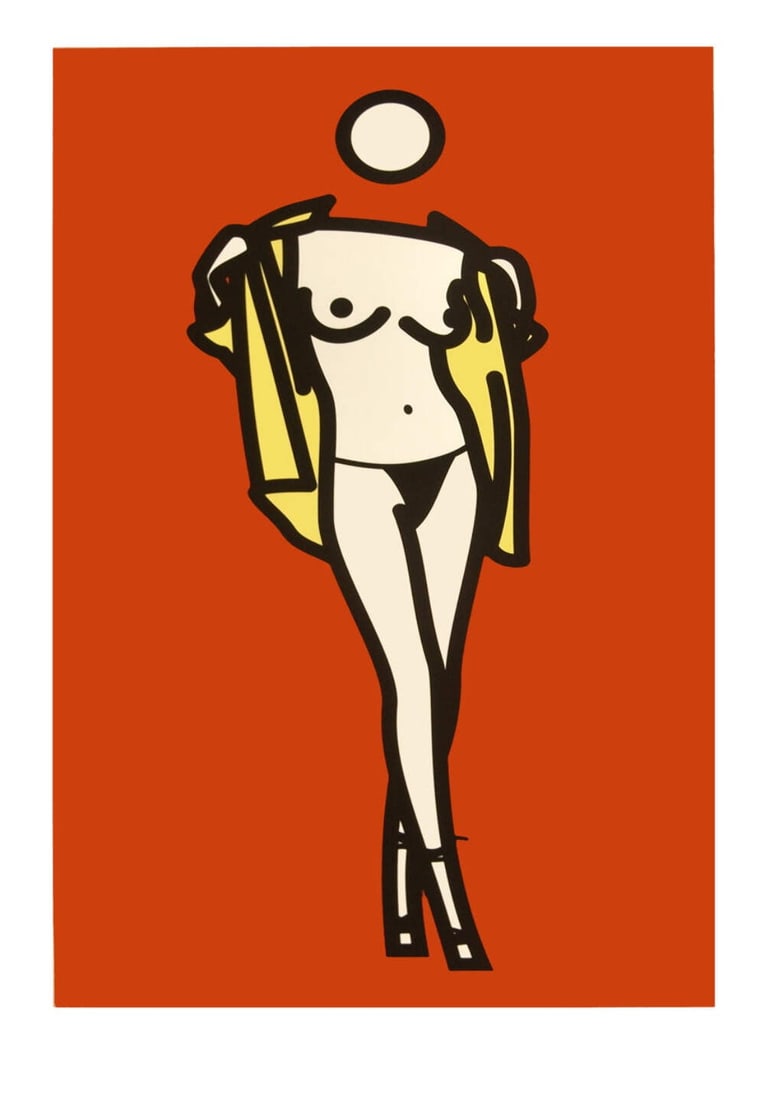 Contempor JULIAN OPIE Woman Taking Off Mans Shirt. 39.5" x 23.5" Serigraph 2003 (1 of 10)