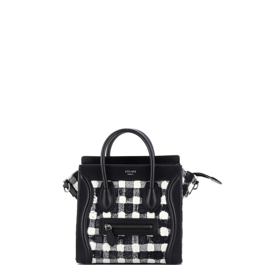 Nano Celine Luggage Bag Tweed: Nano Celine Luggage Bag Tweed This listing features Nano Celine Luggage Bag Tweed. Item specifics are provided below. Item Specifics: Brand: Celine Exterior Material: Leather Fabric Style: Totes Exter