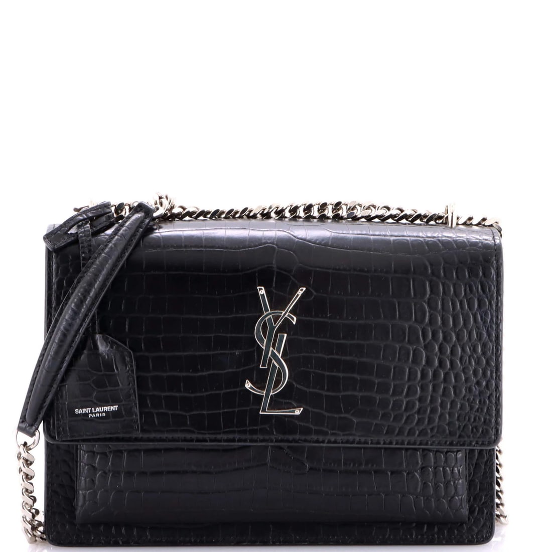 Medium Saint Laurent Sunset Crossbody Bag Crocodile Embossed Leather (1 of 7)