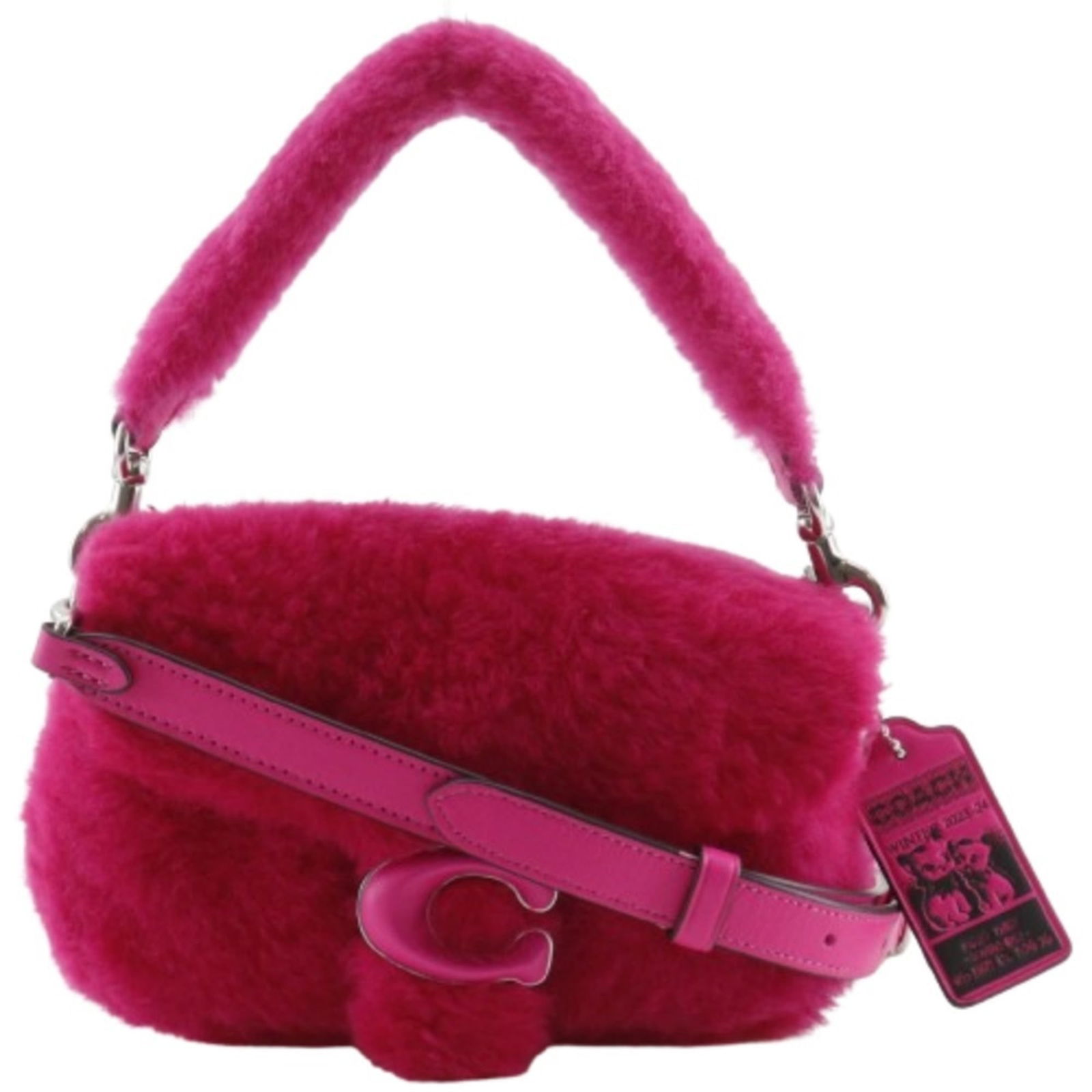 Fur Coach Handbag Faux: Fur Coach Handbag Faux This listing features Fur Coach Handbag Faux. Item specifics are provided below. Item Specifics: Brand: Coach Type: Handbag Material: Faux Fur Color: Pink Closure: Magnet