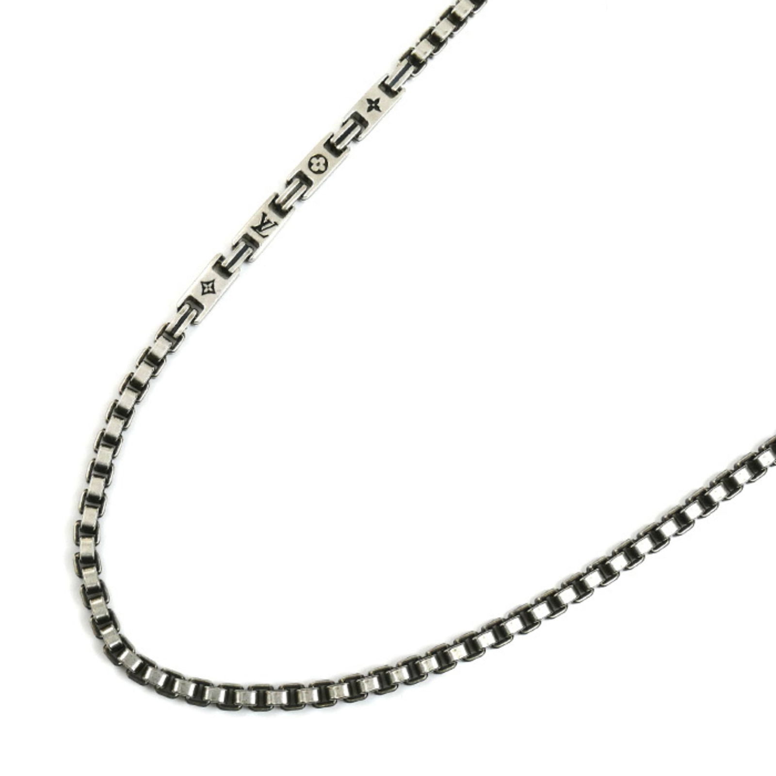 Men's LOUIS VUITTON 925 Sterling Silver LV Tailor Necklace M02027 57.0g 56cm (1 of 6)