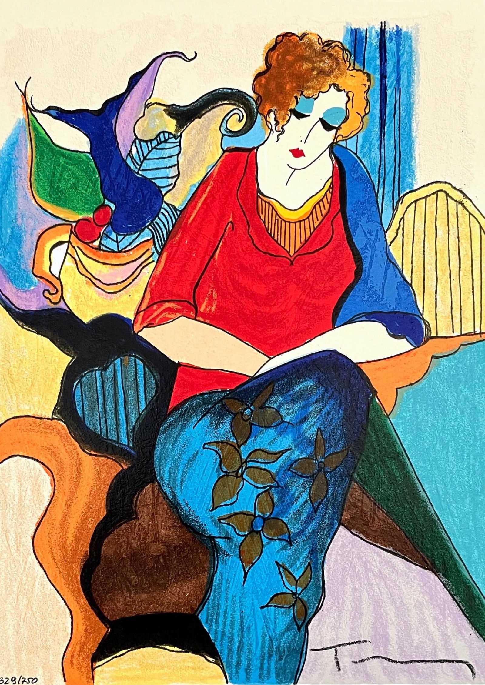 Silkscreen - Itzchak Tarkay - Waiting - Signed (1 of 5)