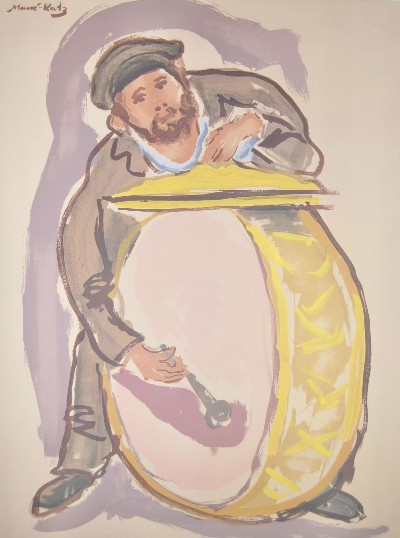 1966 - Emmanuel Mane-Katz - The Drummer - from Mane-Katz - Twelve Lithographs for Stempeniou -: 1966 - Emmanuel Mane-Katz - The Drummer - from Mane-Katz - Twelve Lithographs for Stempeniou - Lithograph This listing features 1966 - Emmanuel Mane-Katz - The Drummer - from Mane-Katz - Twelve