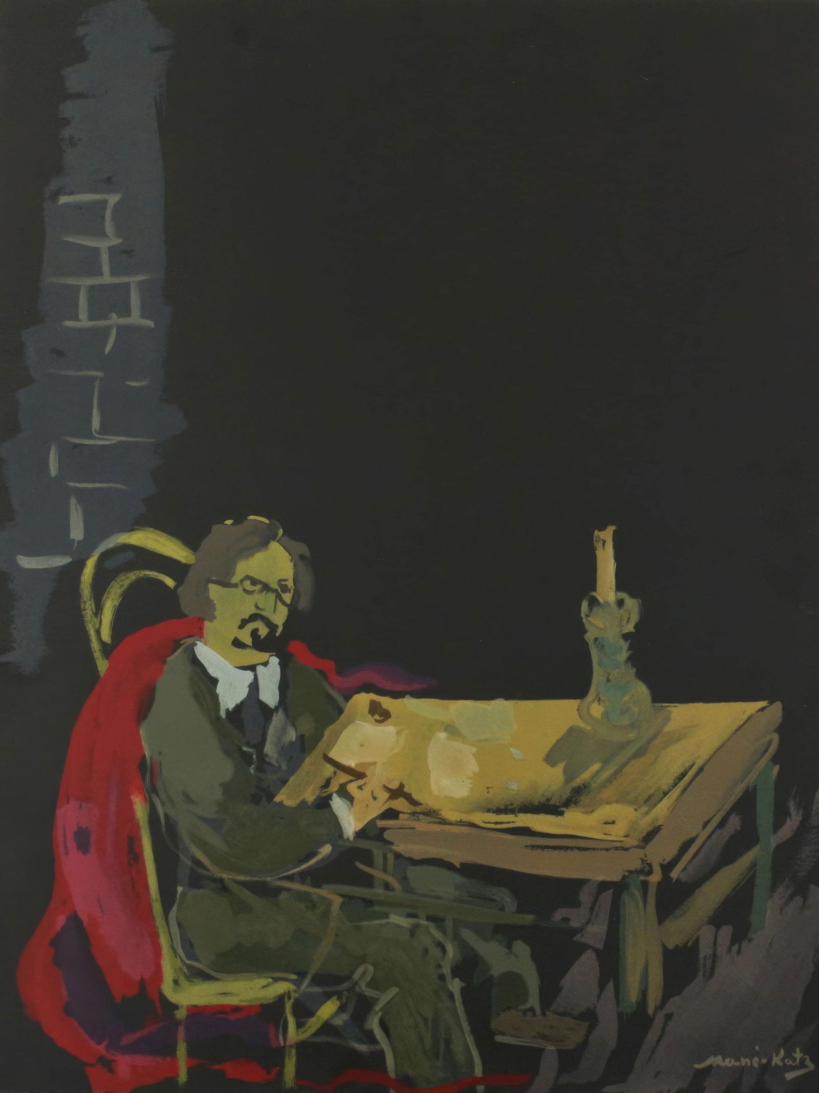 1966 - Emmanuel Mane-Katz - Portrait of the Author - from Mane-Katz - Twelve Lithographs for: 1966 - Emmanuel Mane-Katz - Portrait of the Author - from Mane-Katz - Twelve Lithographs for Stempeniou - Lithograph This listing features 1966 - Emmanuel Mane-Katz - Portrait of the Author - from