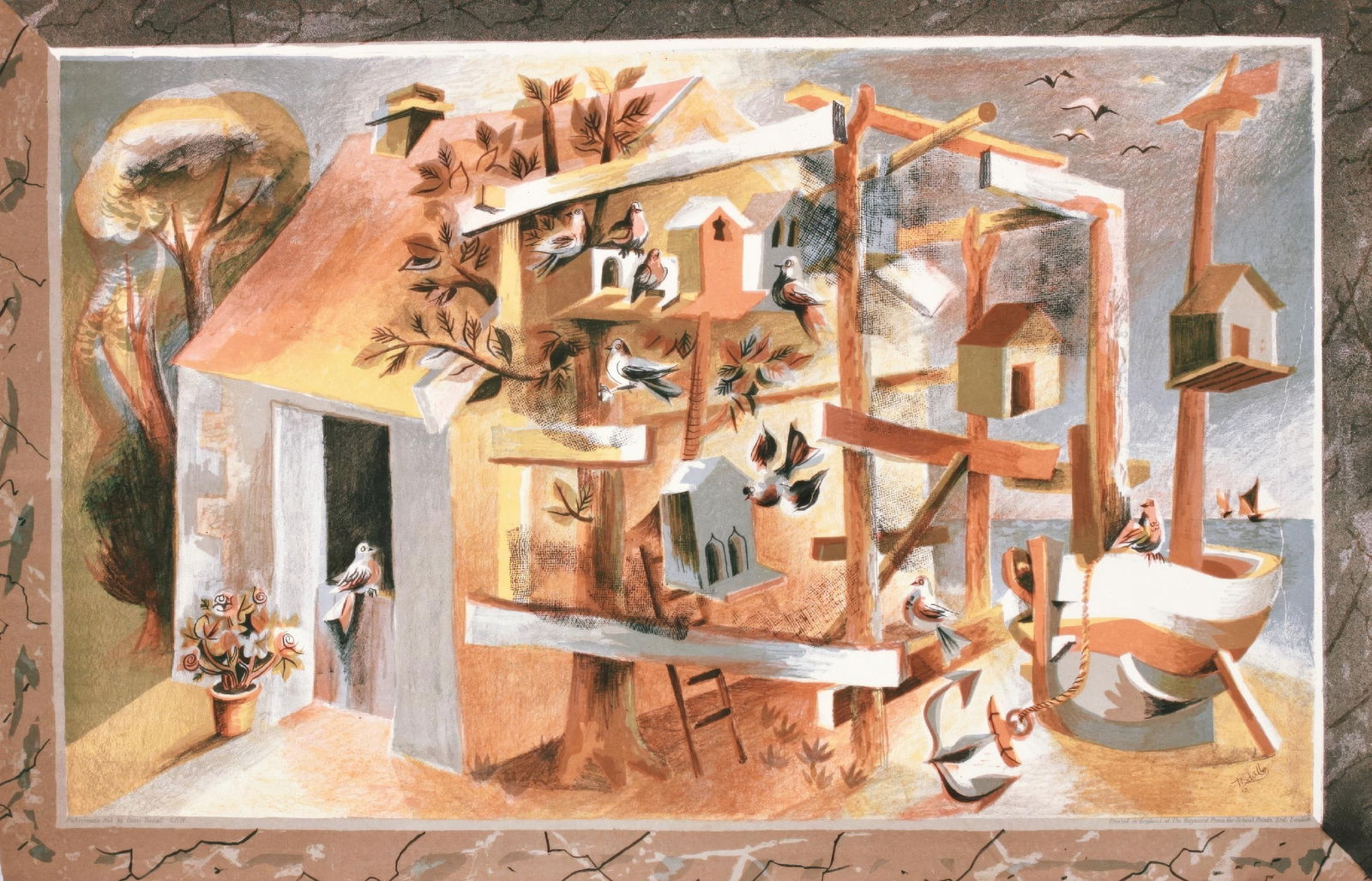 1946 - Hans Tisdall - Fisherman's Hut - S.P.14. - from School Prints Ltd. - Lithograph: 1946 - Hans Tisdall - Fisherman's Hut - S.P.14. - from School Prints Ltd. - Lithograph This listing features 1946 - Hans Tisdall - Fisherman's Hut - S.P.14. - from School Prints Ltd. - Lithograph.