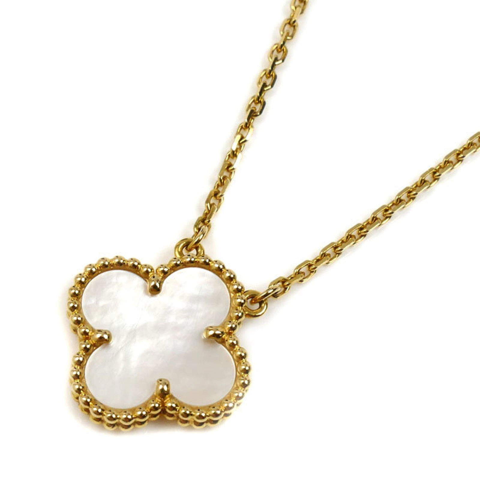 Women's - Van Cleef & Arpels 18K Yellow Gold Vintage Alhambra Mother-of-Pearl Necklace VCARA45900 - (1 of 5)