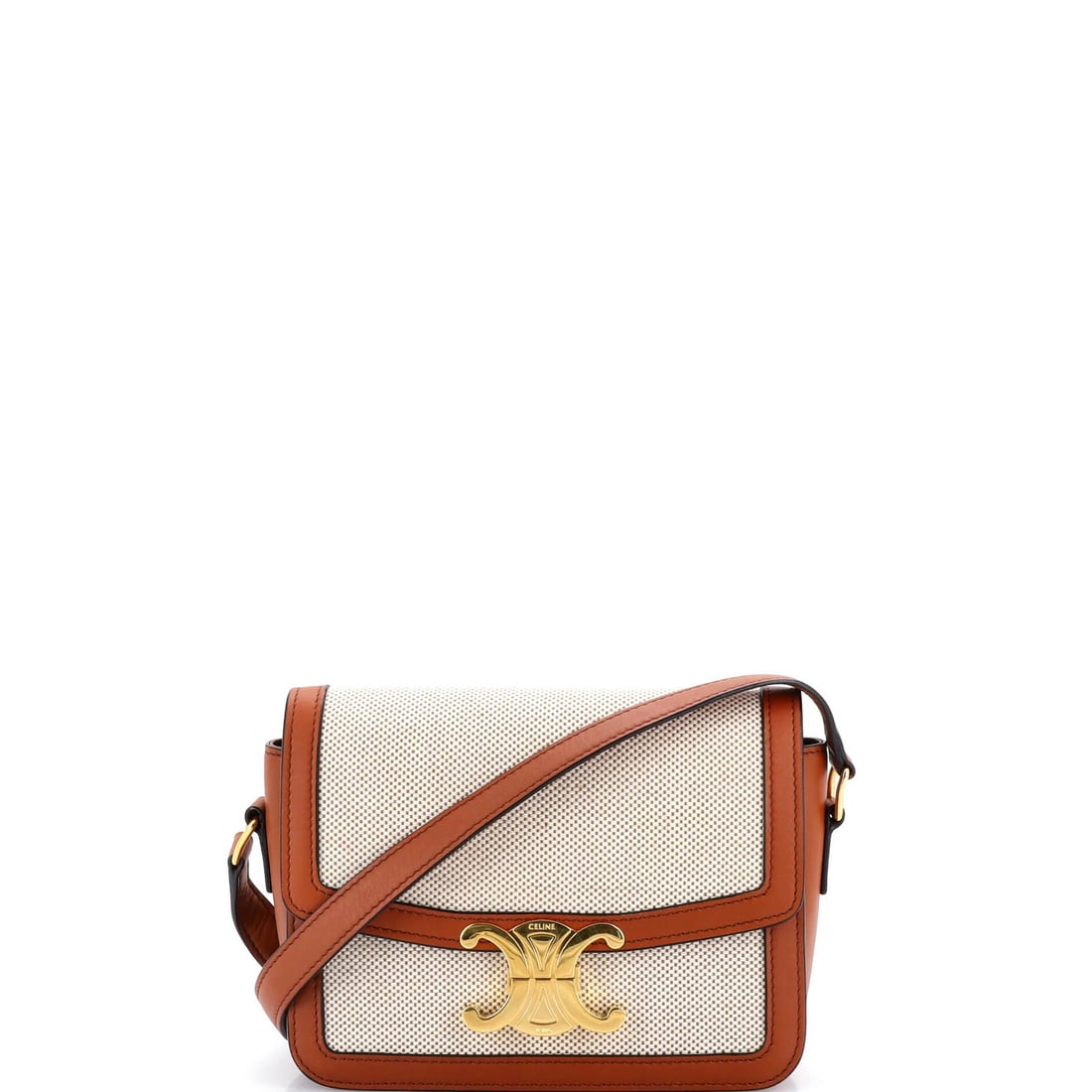 Teen Celine Triomphe Shoulder Bag Canvas with Leather: Teen Celine Triomphe Shoulder Bag Canvas with Leather This listing features Teen Celine Triomphe Shoulder Bag Canvas with Leather. Item specifics are provided below. Item Specifics: Brand: Celine