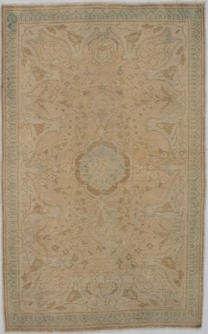 ft Antique Hand-Knotted Wool Oriental Area Rug Beige Muted Distressed Design 3X5 (1 of 14)