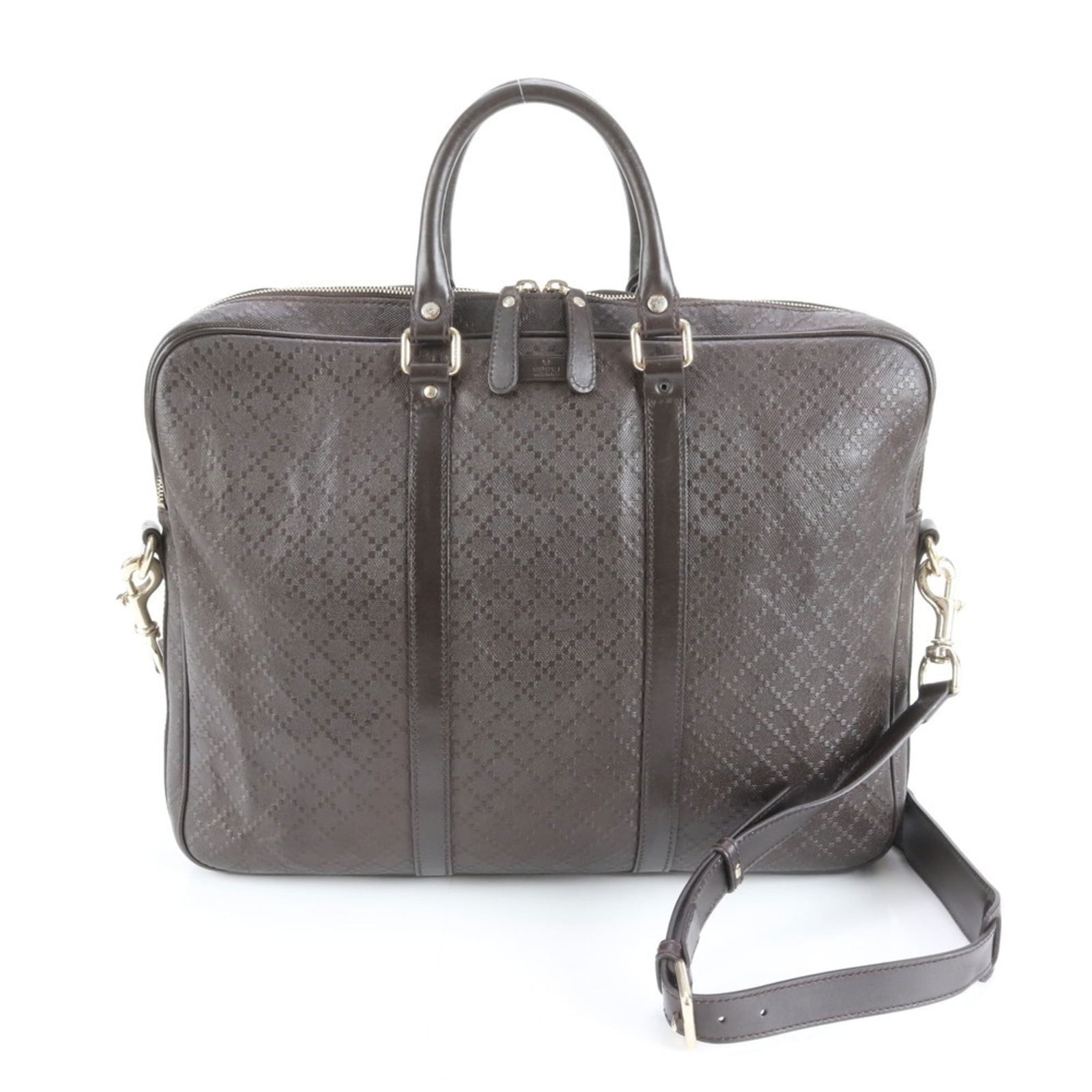 Leather Gucci Briefcase: Leather Gucci Briefcase This listing features Leather Gucci Briefcase. Item specifics are provided below. Item Specifics: Brand: Gucci Type: Briefcase Material: Leather Color: Brown Gender: Men Size