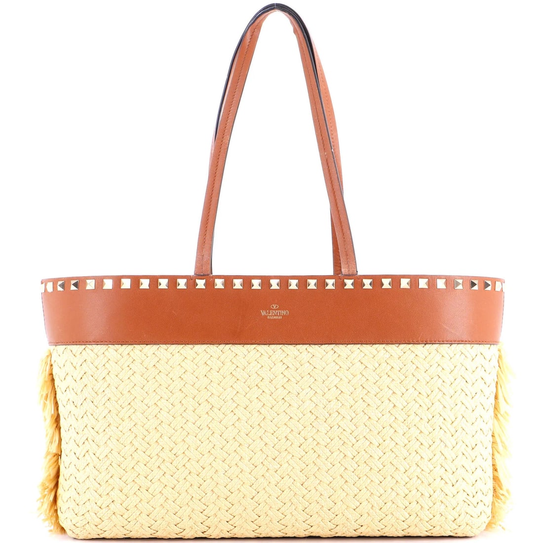Large Valentino Garavani Rockstud Shopping Tote Raffia with Leather: Large Valentino Garavani Rockstud Shopping Tote Raffia with Leather This listing features Large Valentino Garavani Rockstud Shopping Tote Raffia with Leather. Item specifics are provided below. Item S
