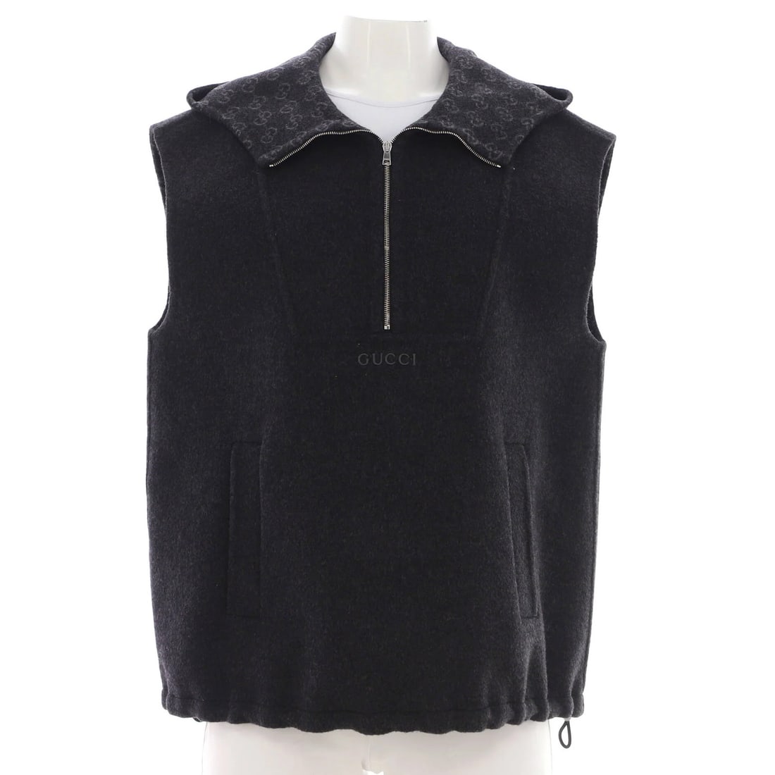 Blend Gucci Women's Logo Zip Hooded Vest Wool (1 of 8)