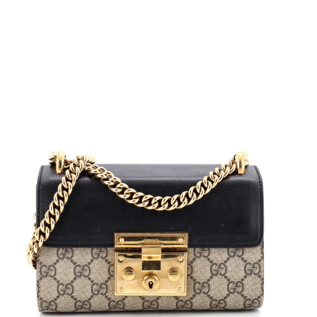 Small Gucci Padlock Shoulder Bag GG Coated Canvas and Leather: Small Gucci Padlock Shoulder Bag GG Coated Canvas and Leather This listing features Small Gucci Padlock Shoulder Bag GG Coated Canvas and Leather. Item specifics are provided below. Item Specifics: Br