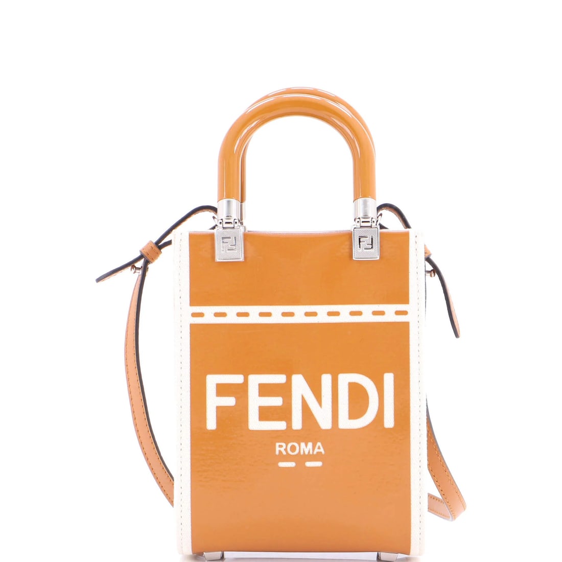 Mini Fendi Sunshine Shopper Tote Patent and Canvas (1 of 8)